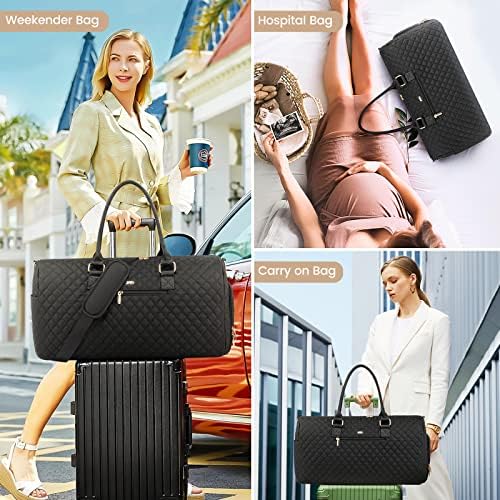 JFFD Weekender Bag for Women, Quilted Travel Duffle Bag with Toiletry Bag,Carry on Overnight Bag with Shoe Compartment, Gym Duffel Bag with Wet Pocket, Mommy Hospital Bags for Labor and Delivery - Image 7
