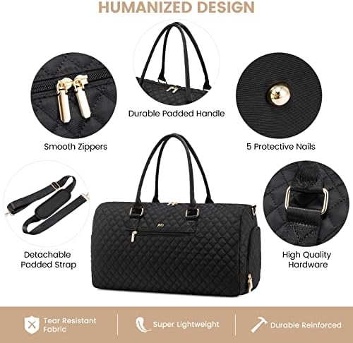 JFFD Weekender Bag for Women, Quilted Travel Duffle Bag with Toiletry Bag,Carry on Overnight Bag with Shoe Compartment, Gym Duffel Bag with Wet Pocket, Mommy Hospital Bags for Labor and Delivery - Image 5