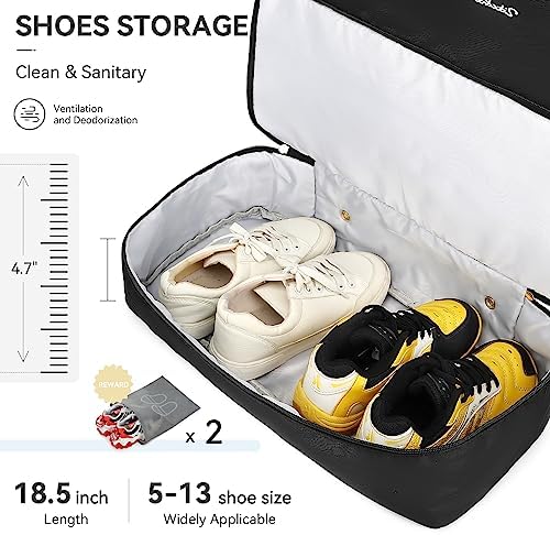 Duffle Bag Women Travel, Weekender Bag with Shoe Compartment, Overnight Bag with Toiletry Bag, Gym Bag Carry on Duffel Bag for Women, Men, Travel, Workout, Yoga, Sport (Black) - Image 4