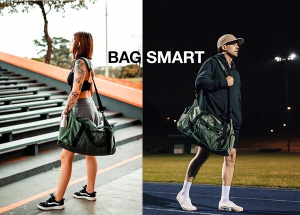 Gym Bag for Women, BAGSMART Sports Travel Duffel Bag With Shoe Compartment & Wet Pocket, Carry On Weekender Duffel Bag, Water Resistant Sports Gym Tote Bags Swimming Yoga Workout, White… - Image 20