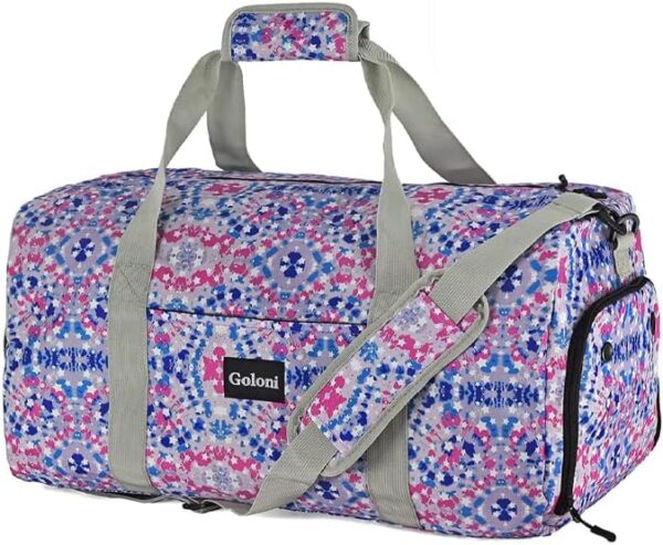 Goloni 21" Women's Large Duffel/Weekender Bag With Shoes Compartment For Travel Sports Bags For Gym Workout Garment Luggage Overnight Bags (Beige) - Image 2