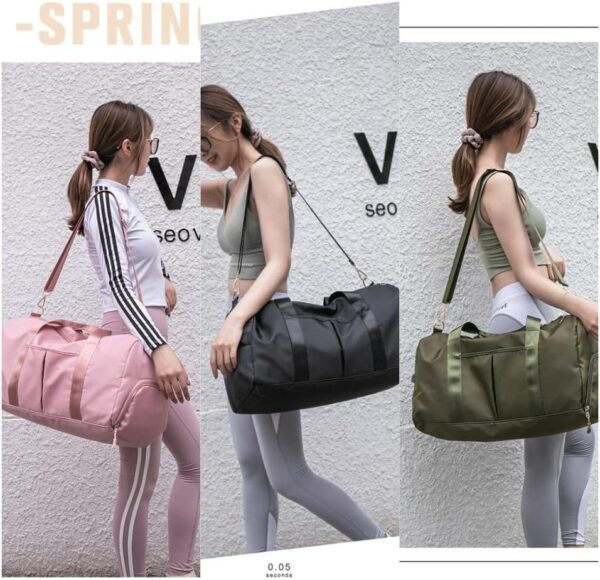 Konelia Small Gym Bag for Women and Men Waterproof Workout Sports Swimming Bag, Weekender Travel Duffle Bag with Shoe and Wet Clothes Compartments - Image 8