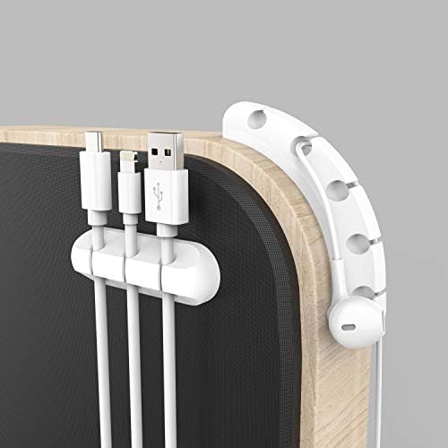 INCHOR White Cable Clips, Cord Organizer Cable Management, USB Cable Holder Wire/ Cord Clips, 2 Packs Cord Holder for Desk Car Home and Office (5, 3 Slots) - Image 5