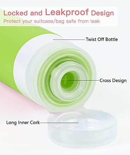 Quatish Travel Size Bottles, 4 Pack Leak Proof Travel Containers for Toiletries, Silicone Travel Shampoo and Conditioner Bottles Tsa Approved, 3 oz Travel Size Toiletries with Clear Toiletry Bag - Image 3