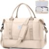 Weekender Bags for Women, Travel Duffel Bags with Shoe Compartment,Personal Item Travel Bag for Airlines, Carry on Overnight Tote Bag for women，Beige - Image 2