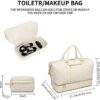 Travel Duffle Bag with Shoe Compartment, Weekender Bag Carry on Overnight Bag for Women with Toiletry Pouch Gym Bag Sport Bag Hospital Bags for Labor and Delivery - Beige - Image 3