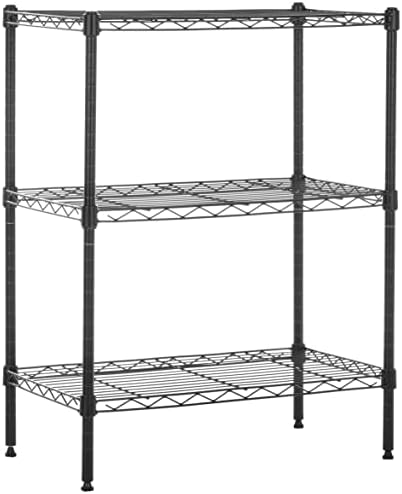 Amazon Basics 3-Shelf Narrow Adjustable, Heavy Duty Storage Shelving Unit (250 lbs loading capacity per shelf), Steel Organizer Wire Rack, Black, 23.2"L x 13.4"W x 30"H - Image 2