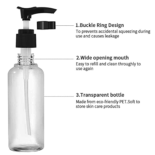 Vitog Travel Bottles Kit, TSA Approved Leak Proof Portable Toiletry Containers Set, Clear flight size PET Cosmetic Containers for Lotion, Shampoo, Cream, Soap, Set of 11 (Black+Plastic) - Image 6