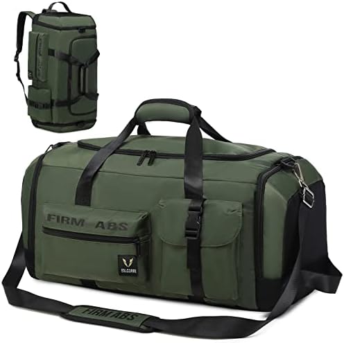 Eslcorri 65L Travel Duffel Bag for Women & Men - 3 in 1 Large Sports Gym Bag with Shoe and Wet Clothes Compartment Multipurpose Weekender Carry On Overnight Backpack for Swimming Yoga Camping Green - Image 2