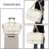Travel Duffle Bag with Shoe Compartment, Weekender Bag Carry on Overnight Bag for Women with Toiletry Pouch Gym Bag Sport Bag Hospital Bags for Labor and Delivery - Beige - Image 8
