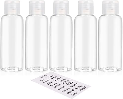 DNSEN 5 Pack 3.4oz Empty Plastic Travel Bottles for Toiletries TSA Approved Leak Proof Squeezable Travel Size Containers Travel Essentials Accessories, clear - Image 2