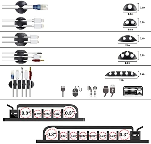 192 PCS Cable Management Kit 4 Wire Organizer Sleeve,11 Cable Holder,35Cord Clips 10+2 Roll Cable Organizer Straps and 100 Fastening Cable Ties for Computer TV Under Desk - Image 5