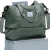 Travel Bag,Waterproof Duffel Gym Tote Bag,Weekender Carry On Overnight Bags for Women with Trolley Sleeve Wet Pocket,Travel Duffel Bags Hospital Bag,Green - Image 2