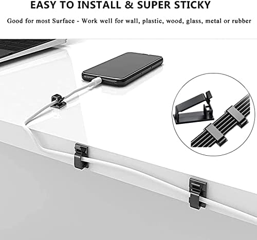192 PCS Cable Management Kit 4 Wire Organizer Sleeve,11 Cable Holder,35Cord Clips 10+2 Roll Cable Organizer Straps and 100 Fastening Cable Ties for Computer TV Under Desk - Image 10