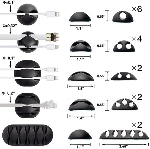 Cable Clips, OHill 16 Pack Black Adhesive Cord Holders, Ideal Cords Management for Organizing Cable Wires-Home, Office, Car, Desk & Nightstand - Image 4