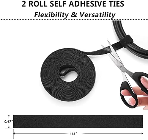 192 PCS Cable Management Kit 4 Wire Organizer Sleeve,11 Cable Holder,35Cord Clips 10+2 Roll Cable Organizer Straps and 100 Fastening Cable Ties for Computer TV Under Desk - Image 8