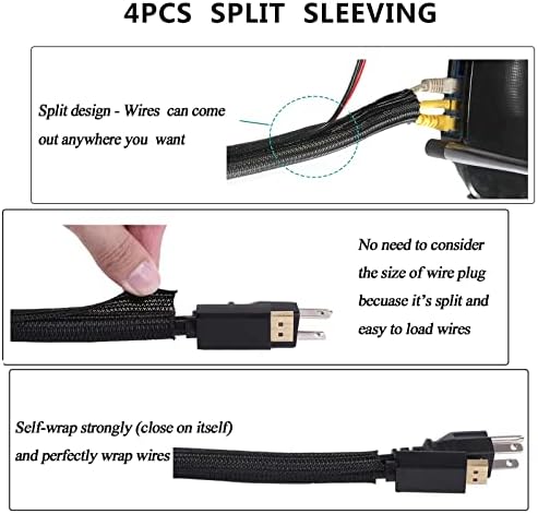 192 PCS Cable Management Kit 4 Wire Organizer Sleeve,11 Cable Holder,35Cord Clips 10+2 Roll Cable Organizer Straps and 100 Fastening Cable Ties for Computer TV Under Desk - Image 6