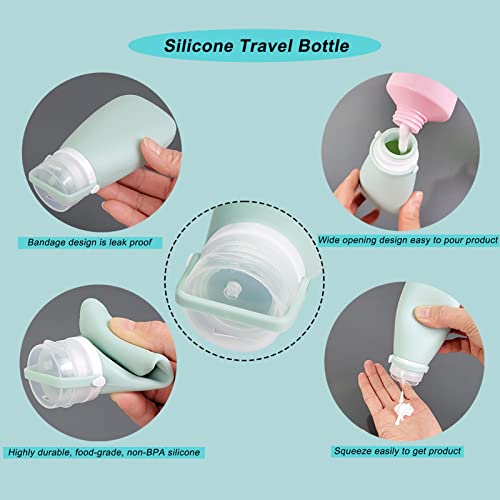 18 Pcs Travel Bottles for Toiletries Gym TSA Approved, Leak Proof with Bandage Silicone Squeezable 3oz for Toner Shampoo Conditioner Lotion Body Wash with Funnel Toothbrush cover Tag and Wash Bag - Image 4