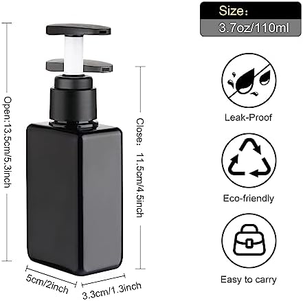 Hethyo Travel Bottles Travel Accessories Toiletries 4 Pack 3.7oz/110ml Travel Shampoo And Conditioner Bottles Empty Plastic Pump Bottle Dispenser Travel Size Bottles (4blank black) - Image 3