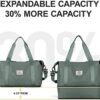 Travel Bag,Waterproof Duffel Gym Tote Bag,Weekender Carry On Overnight Bags for Women with Trolley Sleeve Wet Pocket,Travel Duffel Bags Hospital Bag,Green - Image 6