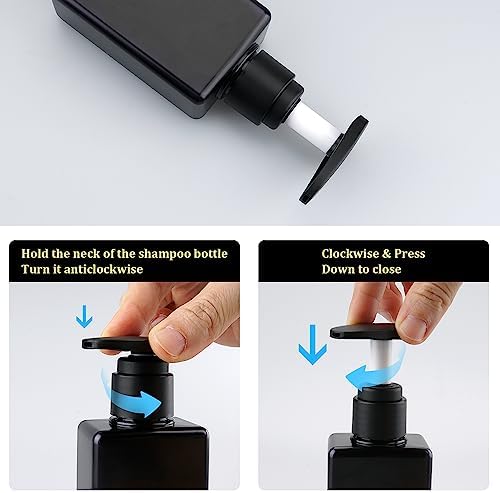 Hethyo Travel Bottles Travel Accessories Toiletries 4 Pack 3.7oz/110ml Travel Shampoo And Conditioner Bottles Empty Plastic Pump Bottle Dispenser Travel Size Bottles (4blank black) - Image 4