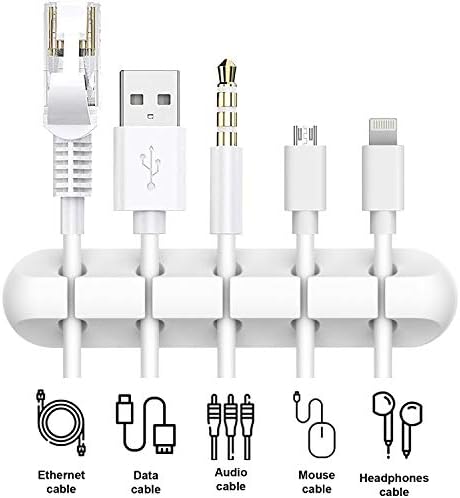 INCHOR White Cable Clips, Cord Organizer Cable Management, USB Cable Holder Wire/ Cord Clips, 2 Packs Cord Holder for Desk Car Home and Office (5, 3 Slots) - Image 4