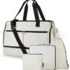 Weekender Bag for Women, BAGSMART 40L Carry on Weekend Overnight Bag, Large Travel Duffel Bag for Traveling, Gym Bag with Shoe Compartment, 4 Pcs Set-Beige - Image 2