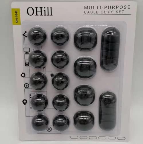 Cable Clips, OHill 16 Pack Black Adhesive Cord Holders, Ideal Cords Management for Organizing Cable Wires-Home, Office, Car, Desk & Nightstand - Image 8