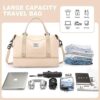 Weekender Bags for Women, Travel Duffel Bags with Shoe Compartment,Personal Item Travel Bag for Airlines, Carry on Overnight Tote Bag for women，Beige - Image 4
