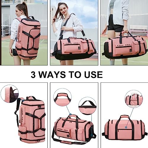 Eslcorri 65L Travel Duffel Bag for Women & Men - 3 in 1 Large Sports Gym Bag with Shoe and Wet Clothes Compartment Multipurpose Weekender Carry On Overnight Backpack for Swimming Yoga Camping Green - Image 4