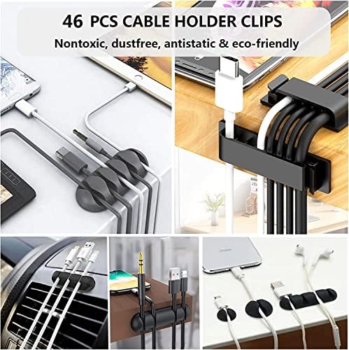 192 PCS Cable Management Kit 4 Wire Organizer Sleeve,11 Cable Holder,35Cord Clips 10+2 Roll Cable Organizer Straps and 100 Fastening Cable Ties for Computer TV Under Desk - Image 3