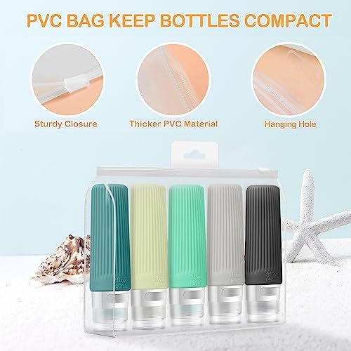 Leak Proof Travel Size Bottles, 3 OZ TSA Approved Travel Bottles for Toiletries with Labels, Refillable Silicone Toiletries Containers Travel Accessories for Shampoo Conditioner Lotion Liquid (5 Pack) - Image 8