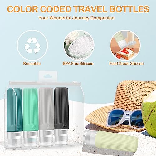 Leak Proof Travel Size Bottles, 3 OZ TSA Approved Travel Bottles for Toiletries with Labels, Refillable Silicone Toiletries Containers Travel Accessories for Shampoo Conditioner Lotion Liquid (5 Pack) - Image 5