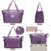 Foldable Duffle Bag For Travel, Carry On Duffel Bag, Sports Tote Gym Bag, Shoulder Weekender Overnight Bag For Women, Large Duffel Bags For Traveling, Collapsible,TA-005-Purple - Image 3
