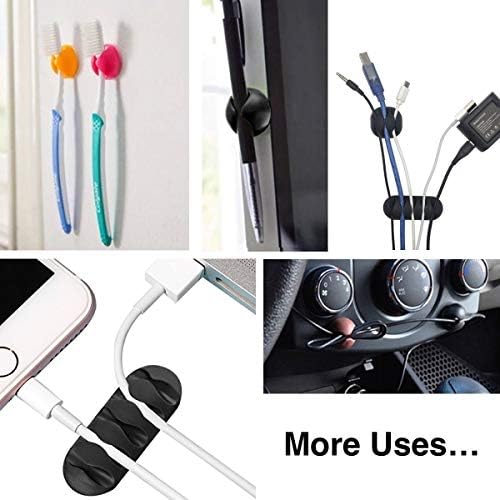 Cable Clips, OHill 16 Pack Black Adhesive Cord Holders, Ideal Cords Management for Organizing Cable Wires-Home, Office, Car, Desk & Nightstand - Image 6