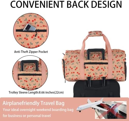 Goloni 21" Women's Large Duffel/Weekender Bag And Drawstring Bag With Shoes Compartment For Travel Sports Bags For Gym Workout Garment Luggage Overnight Bags (Brown cherry) - Image 4
