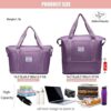 Foldable Duffle Bag For Travel, Carry On Duffel Bag, Sports Tote Gym Bag, Shoulder Weekender Overnight Bag For Women, Large Duffel Bags For Traveling, Collapsible,TA-005-Purple - Image 4