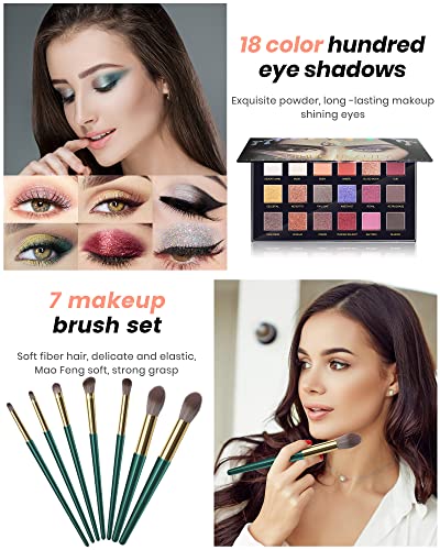YKEILD Makeup Kits for Women Girls or Teens,Makeup Kit for Women Full Kit,Include 18Colors Eyeshadow Palette,Lipstick Set Face Primer Makeup Brush Mascara Eyeliner Preppy Makeup,Gift Set for Women - Image 4