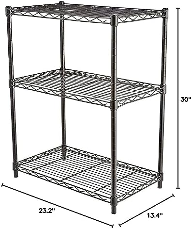 Amazon Basics 3-Shelf Narrow Adjustable, Heavy Duty Storage Shelving Unit (250 lbs loading capacity per shelf), Steel Organizer Wire Rack, Black, 23.2"L x 13.4"W x 30"H - Image 8