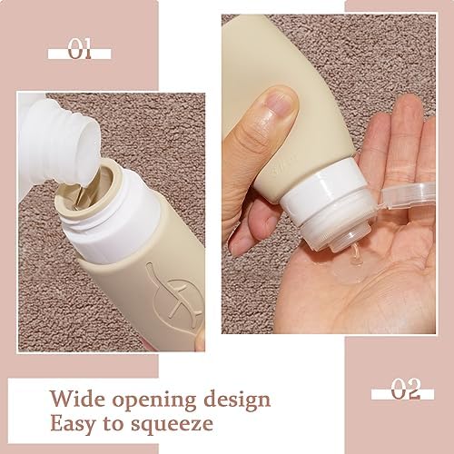 Viabty Silicone Travel Bottles for Toiletries, Tsa Approved 3oz Travel Toiletries Bottles, BPA Free Leak Proof Squeezable Travel Size Containers for Shampoo Conditioner Lontion (5 Pack) - Image 4