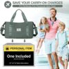 Travel Bag,Waterproof Duffel Gym Tote Bag,Weekender Carry On Overnight Bags for Women with Trolley Sleeve Wet Pocket,Travel Duffel Bags Hospital Bag,Green - Image 3
