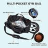 Large Sports Gym Bag for Men Women,Travel Duffel bag with Shoes Compartment & Wet Pocket,Overnight Tote Bag Workout Bags for Gym Waterproof,Black - Image 4
