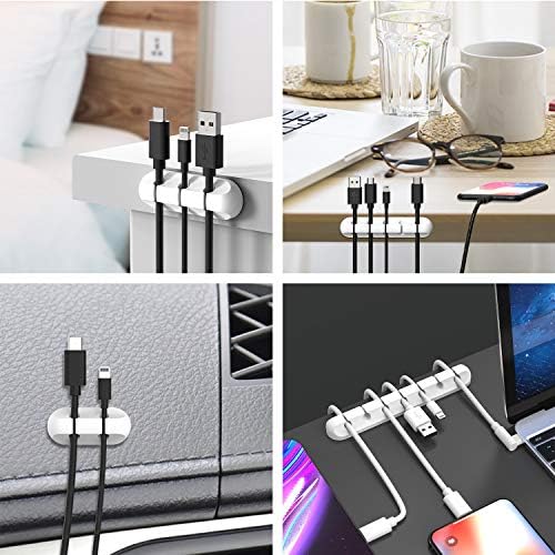 INCHOR White Cable Clips, Cord Organizer Cable Management, USB Cable Holder Wire/ Cord Clips, 2 Packs Cord Holder for Desk Car Home and Office (5, 3 Slots) - Image 8