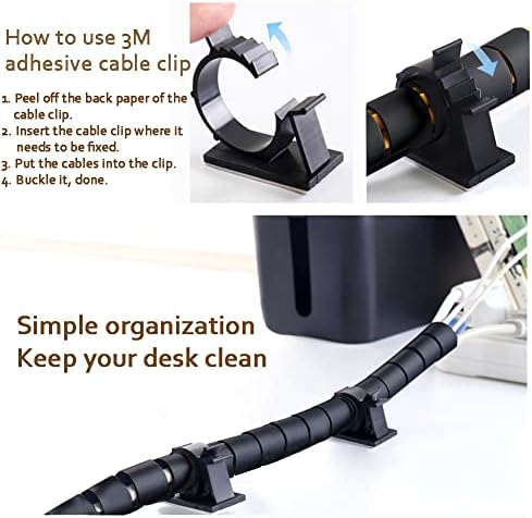 Fanoshon Black Computer Cable Management Sleeve Tube Under Desk Cord Organizer, 7/8 inch -5 ft Cover Wrap Easy to Install Messy Wire Solution for TV Office PC, Pet Chew and Bite Proof Cable Protector - Image 7