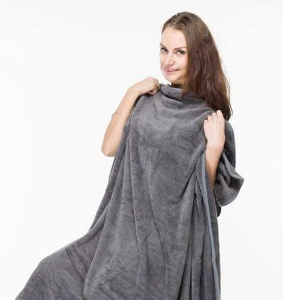 BlueHills Travel Blanket Pillow in Mini Soft Case Premium Plush Airplane Blanket Soft Bag Compact Pack with Luggage Belt and Backpack Clip - Grey Gray M01 - Image 10
