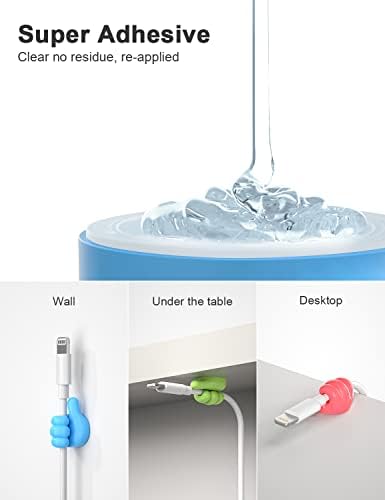 iToleeve 12Pcs Cable Clips, Fun Cord Holders, Silicone Thumb Wall Hooks, Cord Organizer for Desk Wall Car Nightstand, Cord Clips, Wire Holders, Phone USB Charger Cable Management, Key Hanger - Image 4