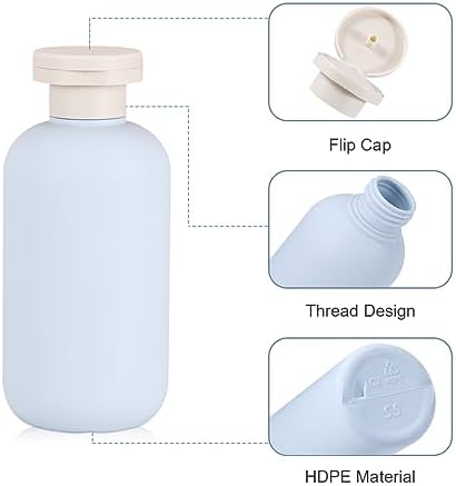 UMETASS 6.8 oz Travel Shampoo Bottles, Refillable Flip Cap Squeeze Bottles for Toiletries, Large Leakage-proof Travel Shampoo and Conditioner Bottles (Blue and Green) - Image 3