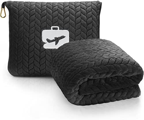 EverSnug Premium Travel Blanket Pillow - Soft 2 in 1 Airplane Blanket with Soft Bag Pillowcase, Hand Luggage Sleeve and Backpack Clip (Black) - Image 2