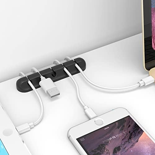 10 Pcs Cord Management Organizer Kit 3 Pcs Cable Holder Clips + 1 Pcs Cord Organizer + 6 Pcs Cable Ties, Silicone Adhesive Cable Holder for Car, Home and Office (Black) - Image 3