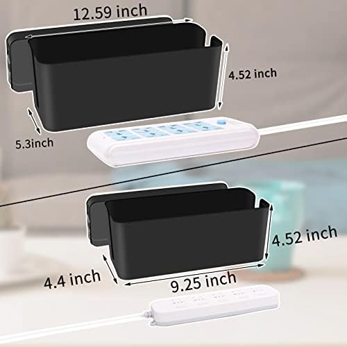 Cable Management Box 2 Pack with 122 Cable Clips Set,Cord Organizer Box Hide Power Strip,Safe ABS Material Cord Management Wire Organizer of Cable Clips Sleeve to Hide Wires & Cables(Black) - Image 3